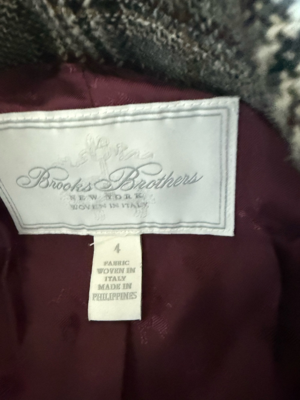 Brooks Brothers Peak Lapel Blazer Jacket in Glen Plaid Wool Moon Fabric Size 4 - Picture 15 of 16